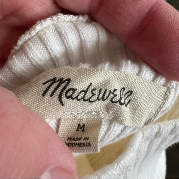 Madewell Side-Slit Mockneck Tank Sleeveless Ribbed Tank Top - Color: Lighthouse - Picture 11 of 14